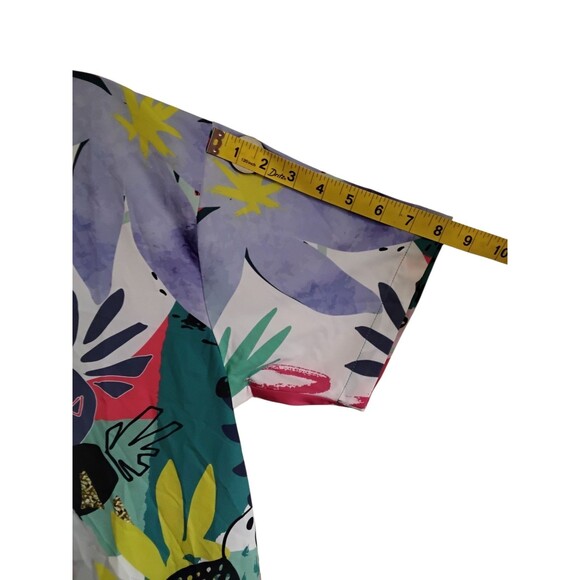 Peacock Sleeves Floral Beach Camp Hawaiian Button Up Shirt Mens Size Medium - Picture 4 of 6